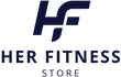 Her Fitness Store logo with stylized letters on a white background